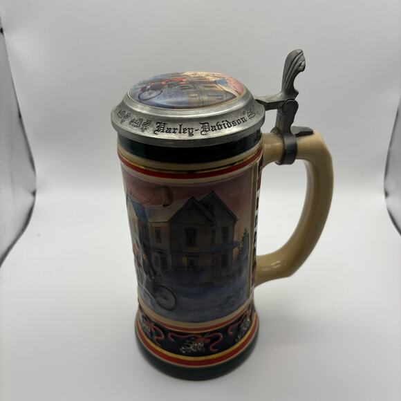 Harley Davidson Stein 1994 Under The Mistletoe Holiday Motorcycle Handcrafted - Picture 3 of 8